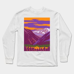 Sacred Valley of the Incas or the Urubamba Valley in the Andes Peru WPA Art Deco Poster Long Sleeve T-Shirt